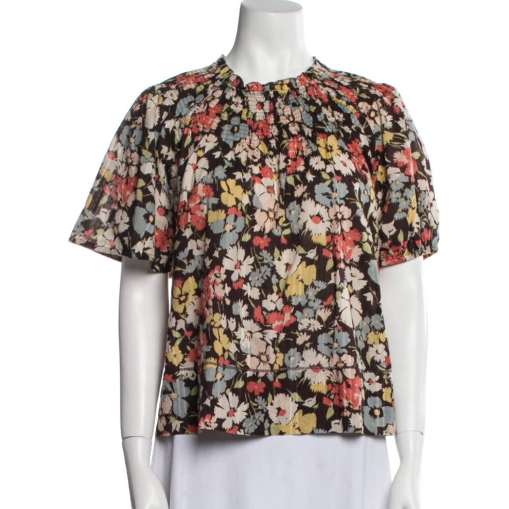 The Great. Floral Print Mock Neck Blouse Size: S / 1